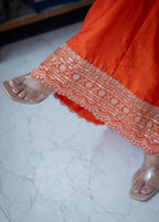 FANTA ORANGEANARKALI  WITH ZARI AND SEQUIENCE DETAILING