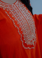 FANTA ORANGEANARKALI  WITH ZARI AND SEQUIENCE DETAILING