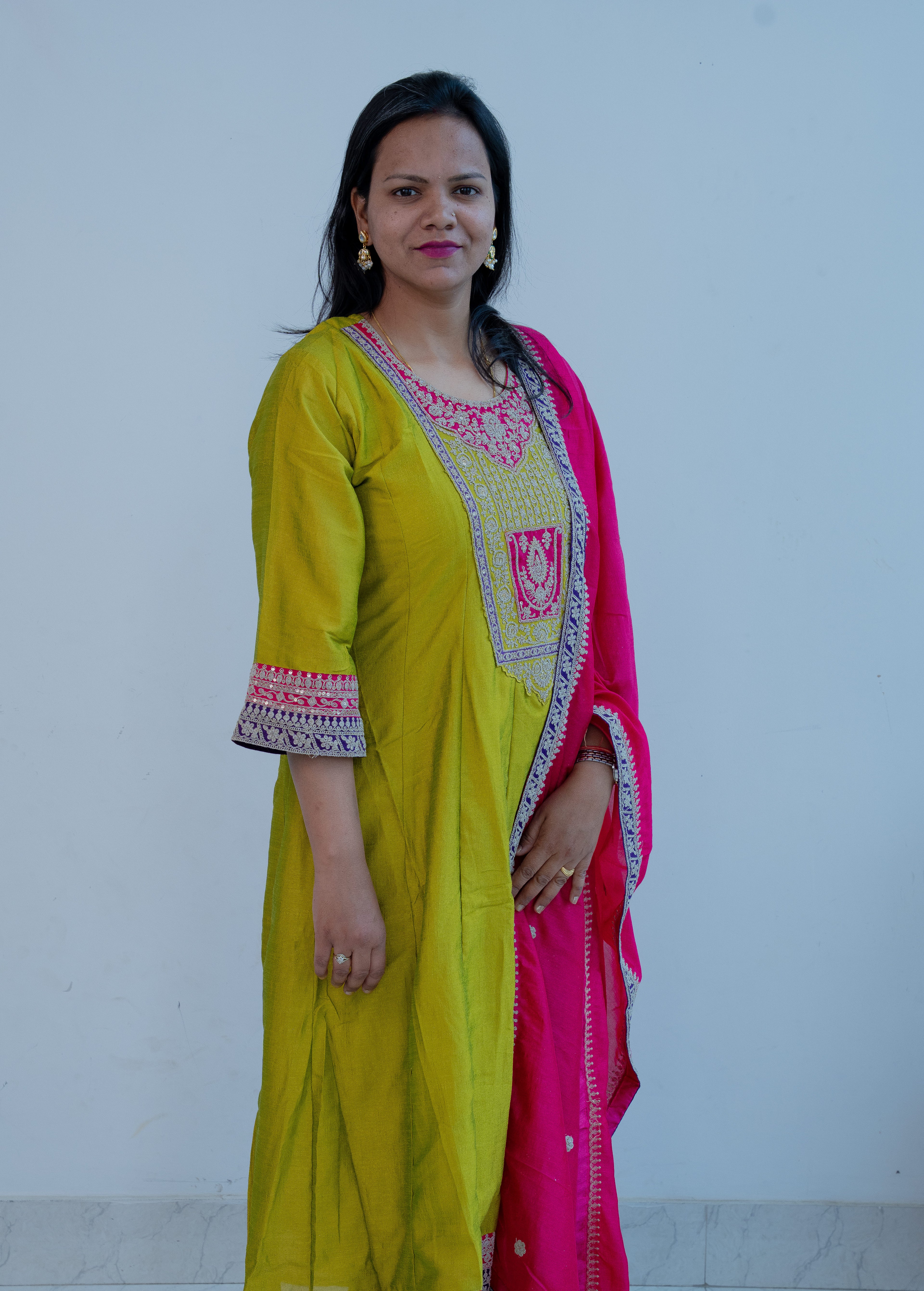 MEHENDI GREEN ANARKALI WITH HEAVY  ZARI WORK