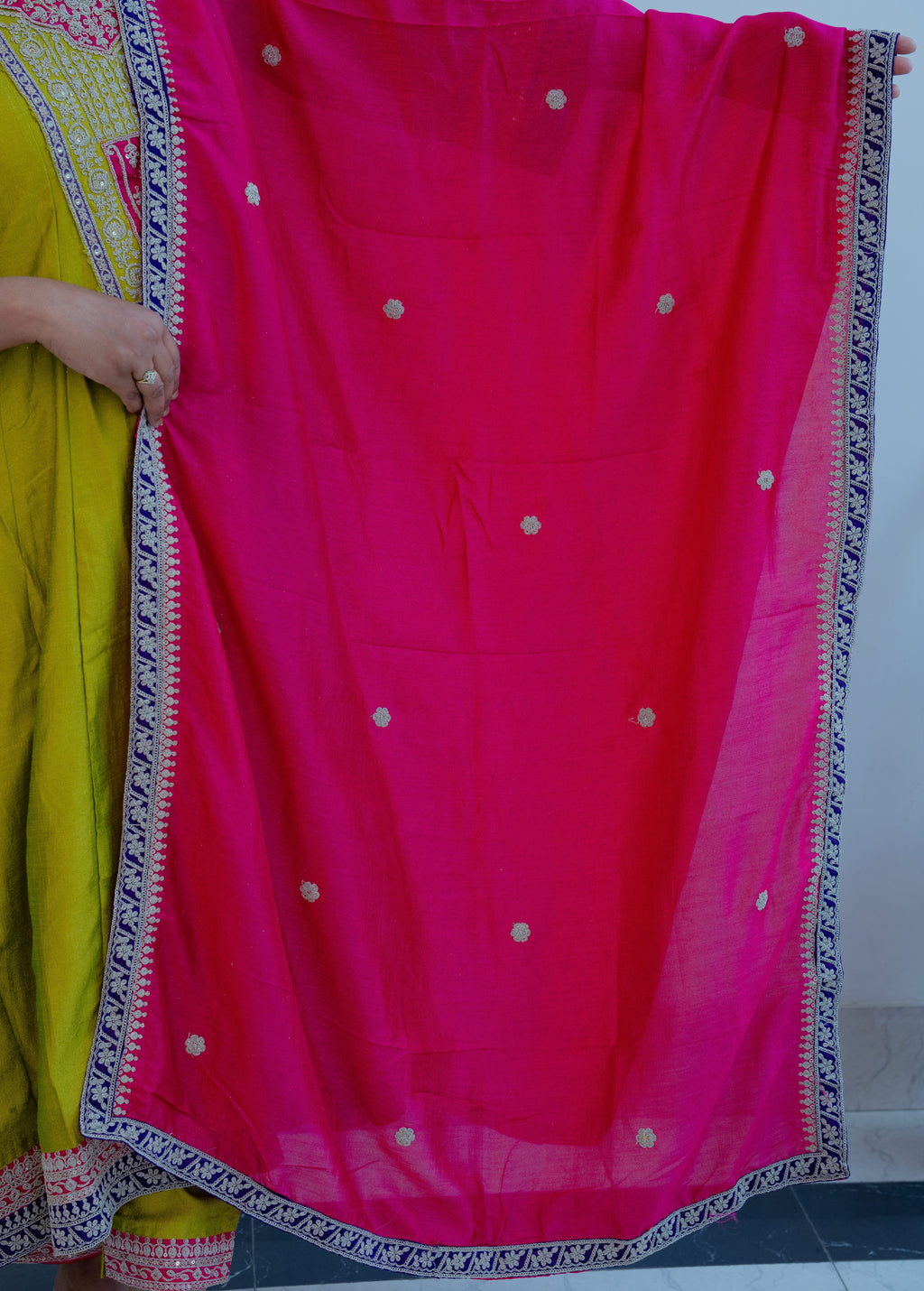 MEHENDI GREEN ANARKALI WITH HEAVY  ZARI WORK
