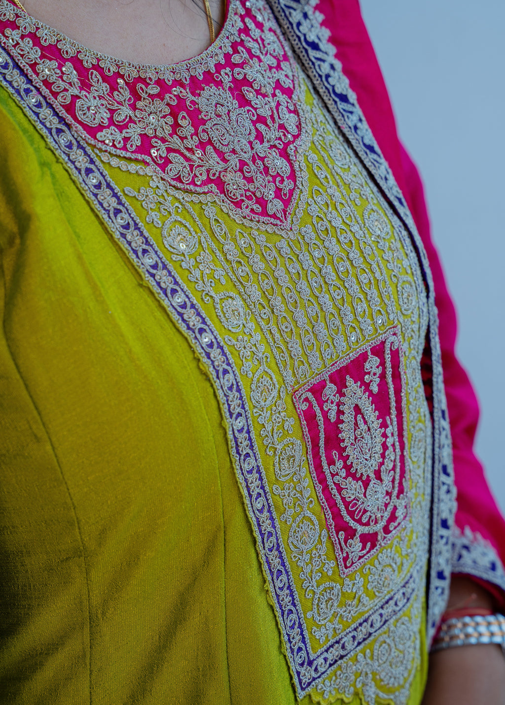 MEHENDI GREEN ANARKALI WITH HEAVY  ZARI WORK