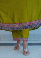 MEHENDI GREEN ANARKALI WITH HEAVY  ZARI WORK