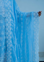 Powder Blue Mul Cotton Chikankari Suit Set