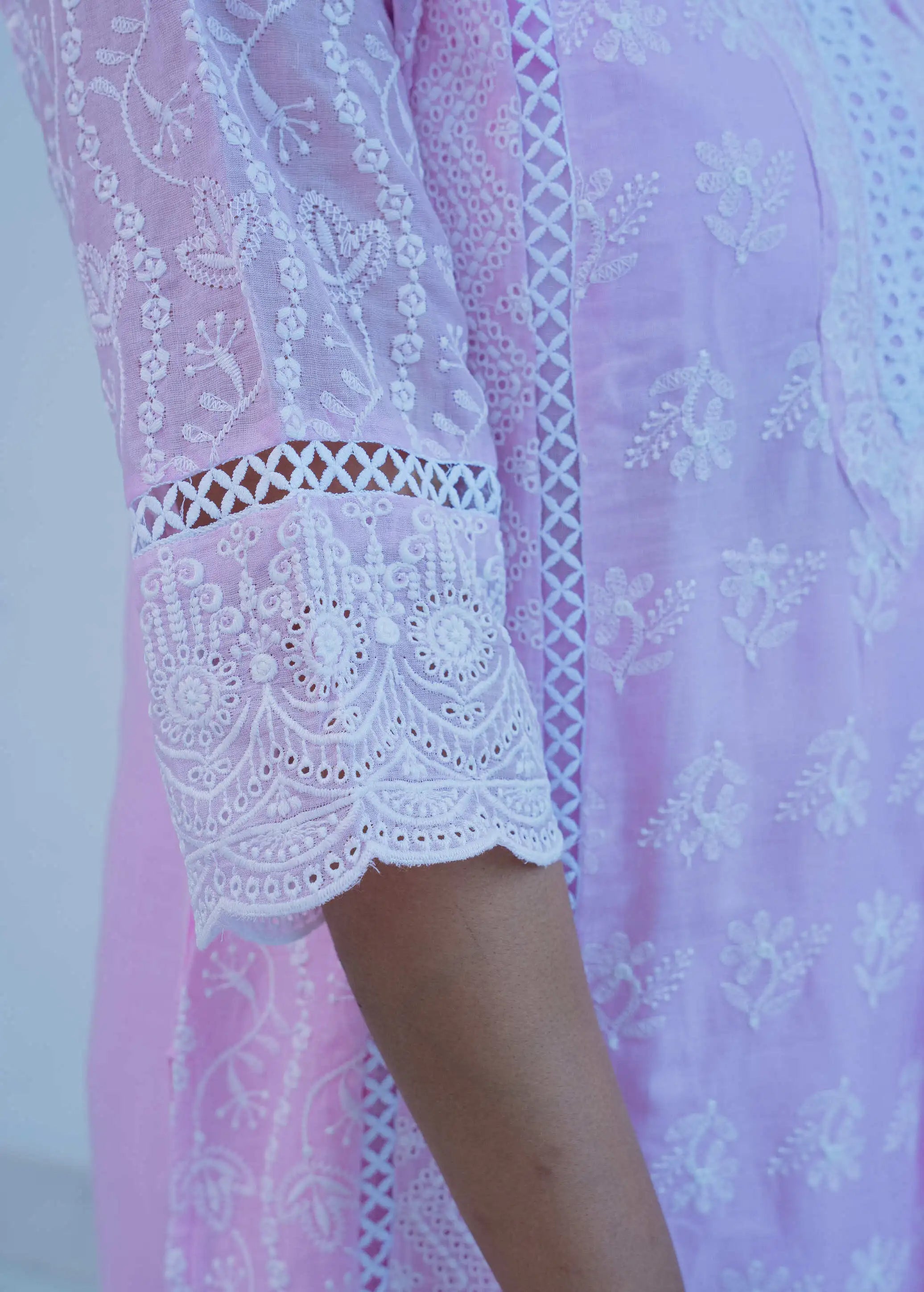 Blush Pink Mul Cotton Chikankari Suit Set