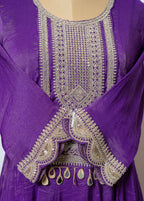 PURPLISH SHIMMER TISSUE SHORTLENGTH ANARKALI WITH HEAVY ZARI WORK