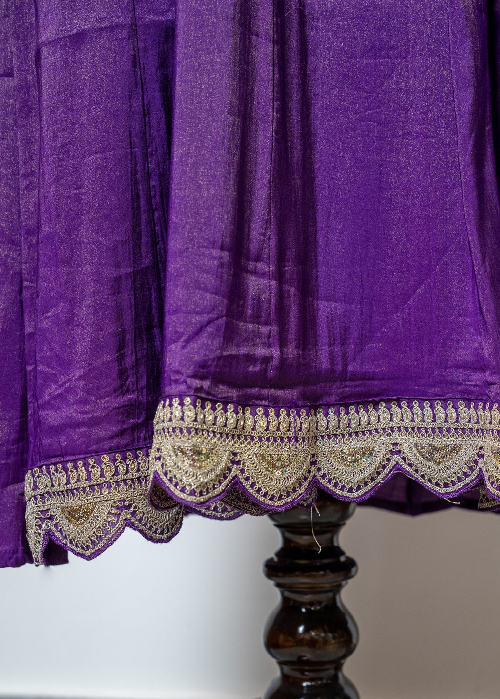 PURPLISH SHIMMER TISSUE SHORTLENGTH ANARKALI WITH HEAVY ZARI WORK