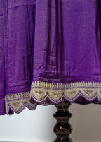 PURPLISH SHIMMER TISSUE SHORTLENGTH ANARKALI WITH HEAVY ZARI WORK