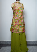 MEHENDI GREEN EMBROIDERED TOP WITH SHARARA AND CHOKER DUPATTA