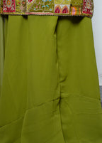 MEHENDI GREEN EMBROIDERED TOP WITH SHARARA AND CHOKER DUPATTA