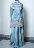 POWDER BLUE SHIMMER TISSUE SHARARA SET