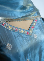 POWDER BLUE SHIMMER TISSUE SHARARA SET