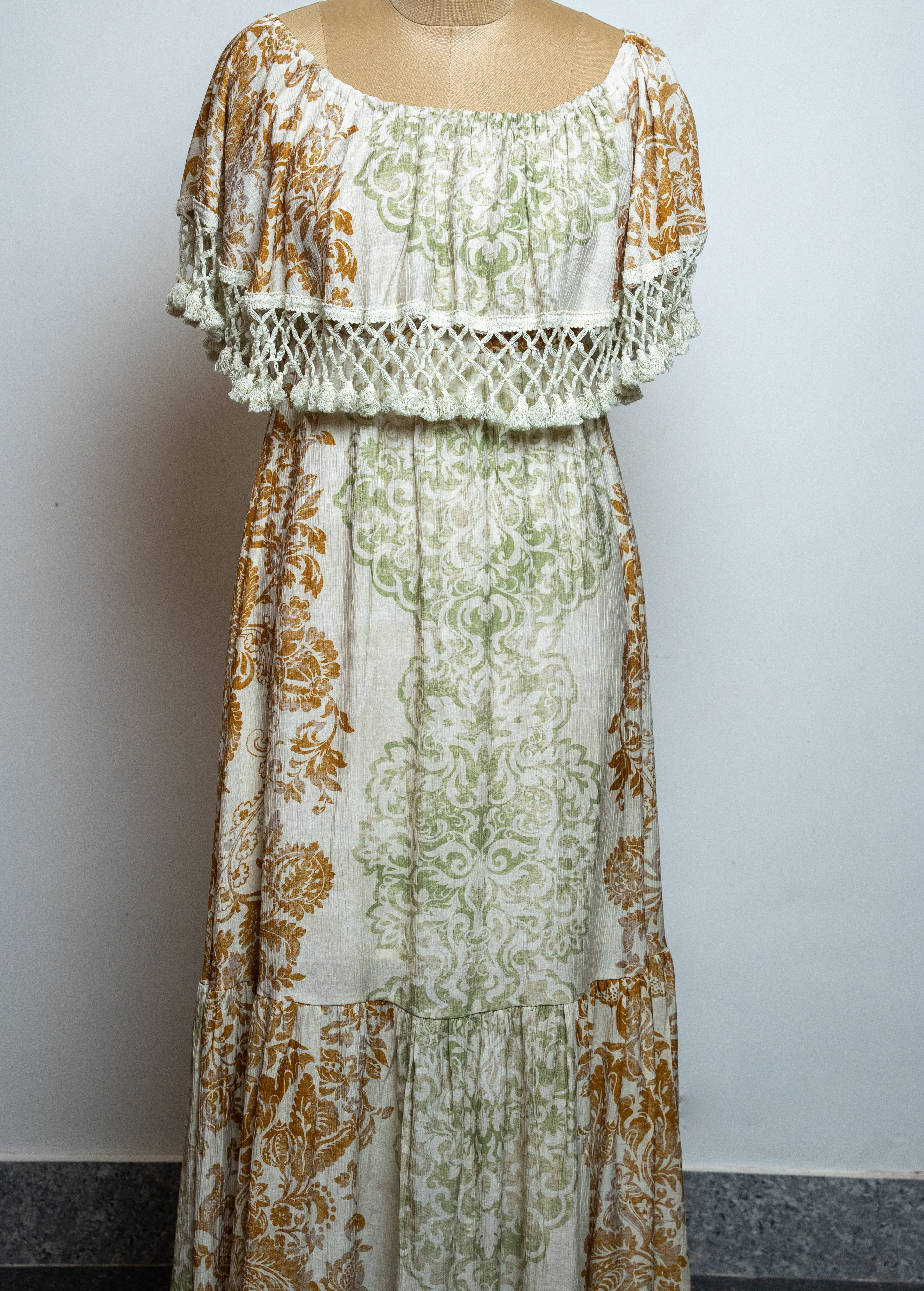 BOHO CROCHET YOKE MAXI DRESS
