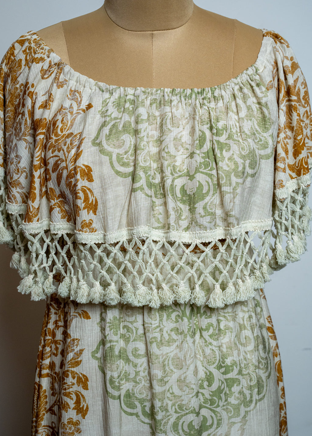 BOHO CROCHET YOKE MAXI DRESS