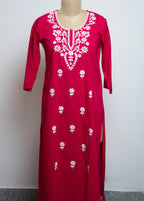 ETHNIC GEOMETRIC PRINTED NOTCHED NECK SEQUINNED COTTON STRAIGHT KURTA