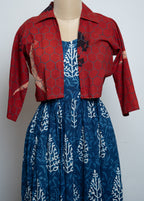 DABU NOODLE GOWN WITH AJRAKH NATURAL SHORT JACKET