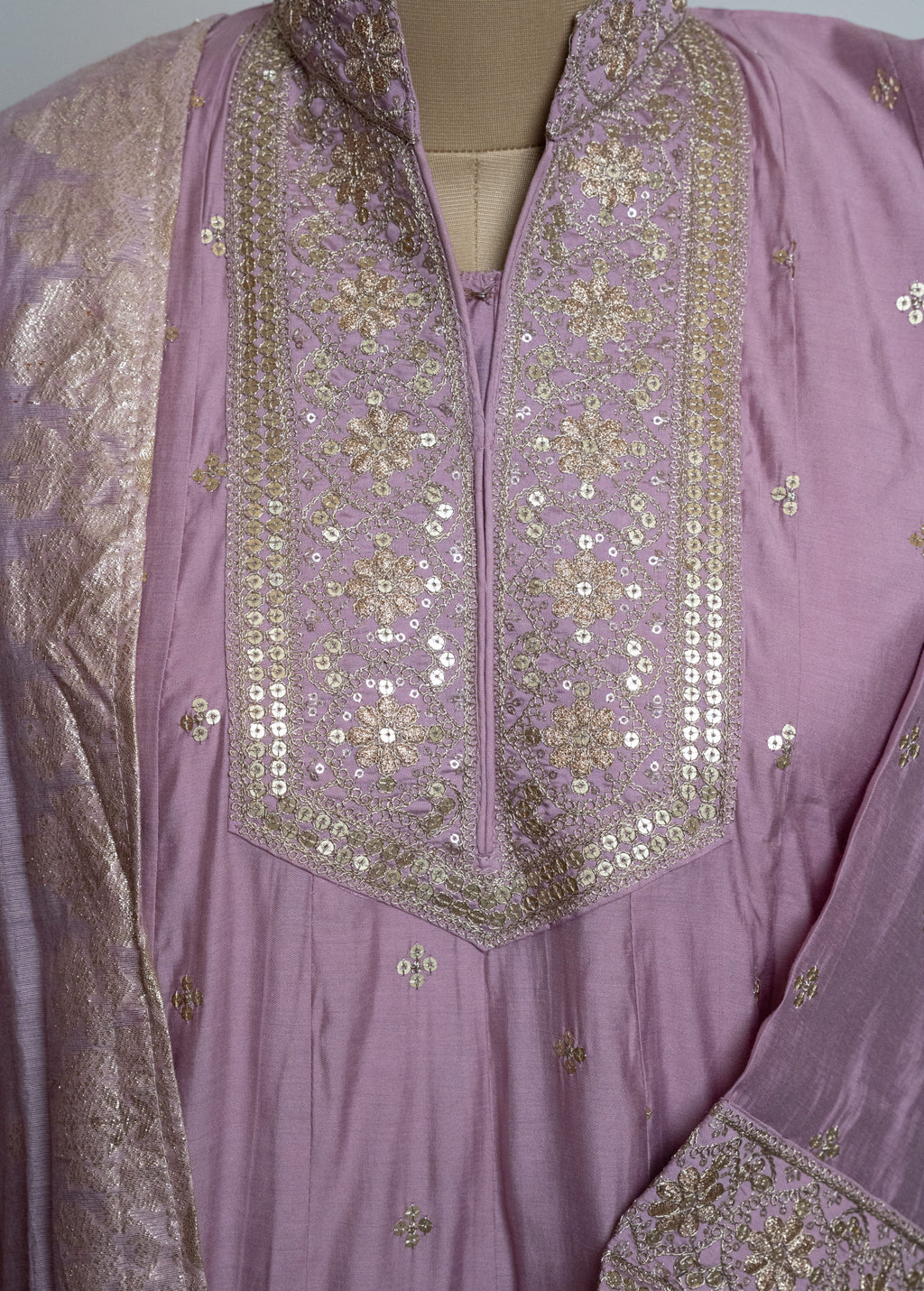 LAVENDER HEAVY ZARI EMBROIDERED ANARKALI