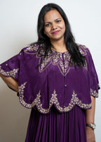 ROYAL PLUM EMBROIDERED CAPE GOWN WITH HEAVY DABKA WORK (DEEP PURPLE)