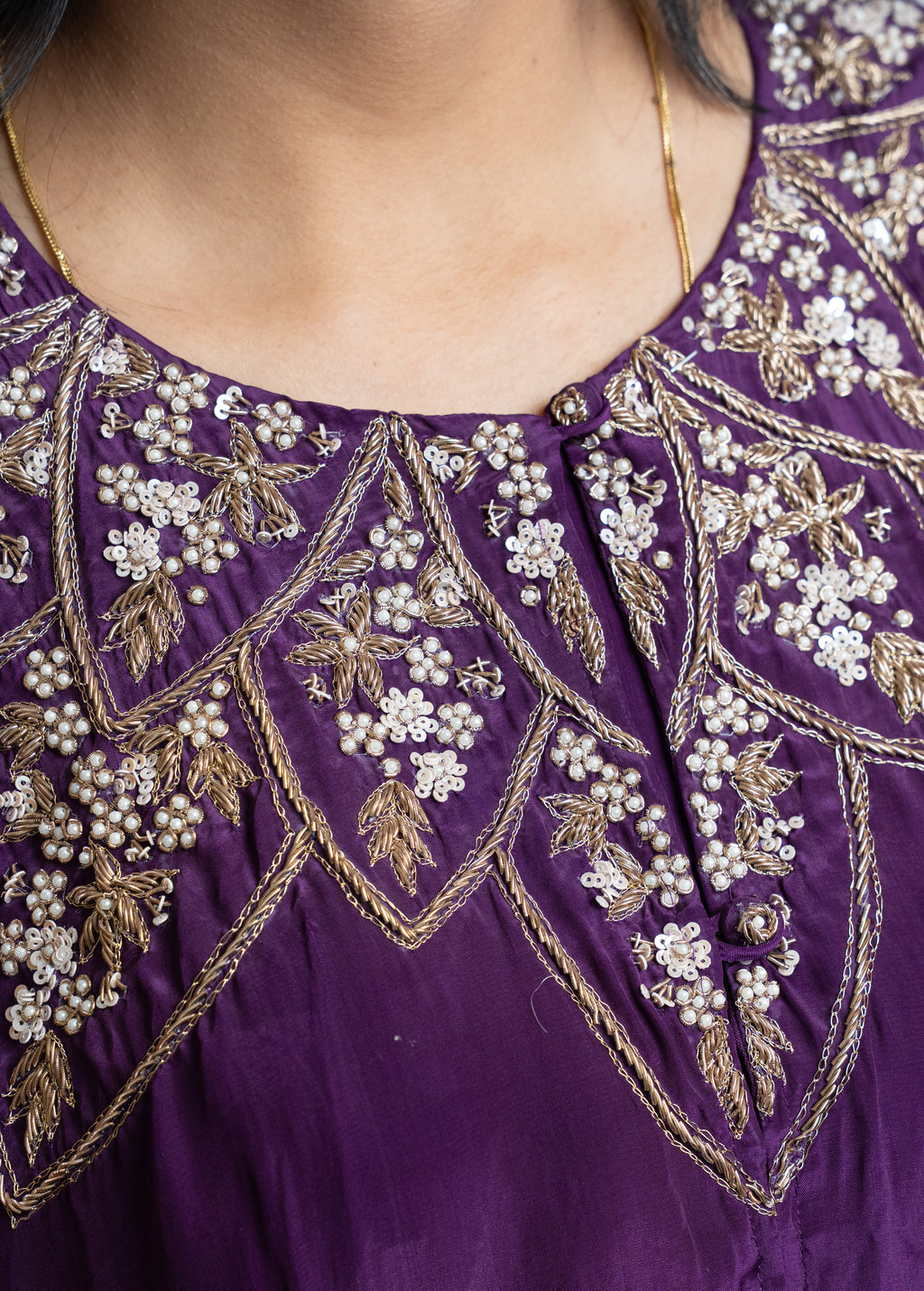 ROYAL PLUM EMBROIDERED CAPE GOWN WITH HEAVY DABKA WORK (DEEP PURPLE)