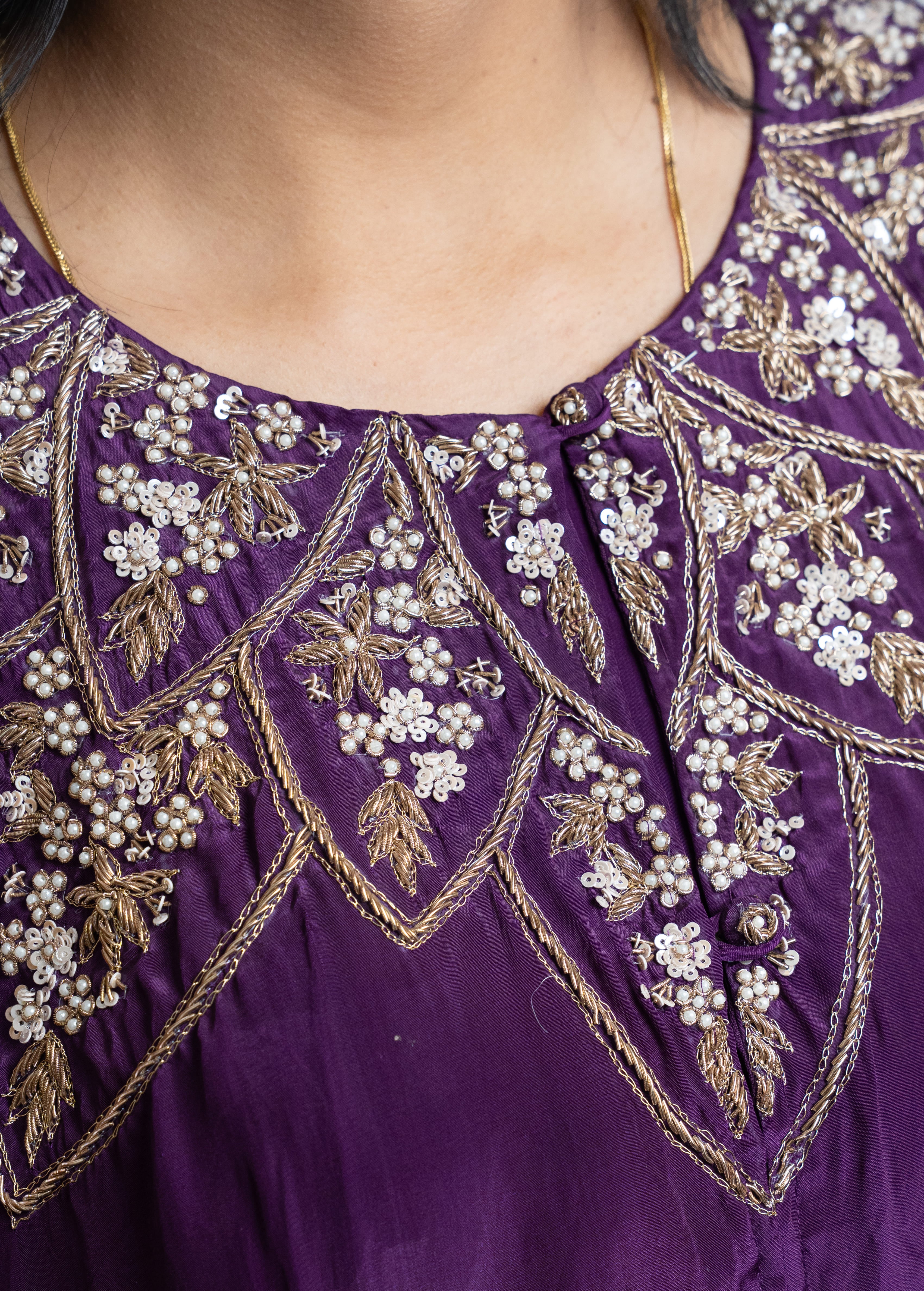 ROYAL PLUM EMBROIDERED CAPE GOWN WITH HEAVY DABKA WORK (DEEP PURPLE)