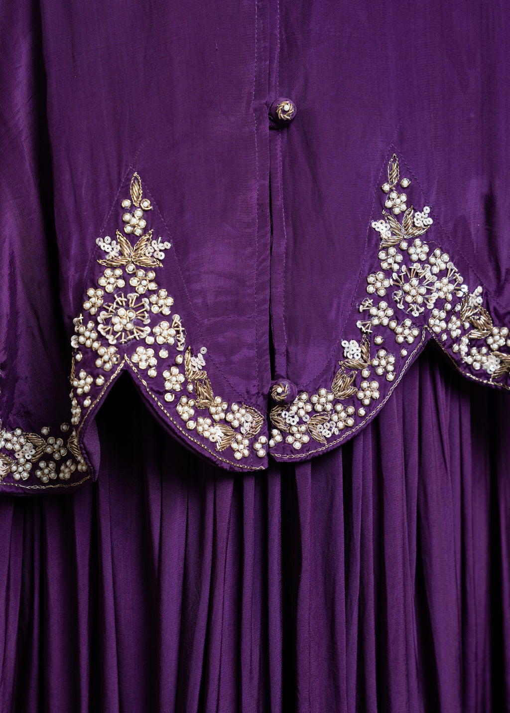 ROYAL PLUM EMBROIDERED CAPE GOWN WITH HEAVY DABKA WORK (DEEP PURPLE)