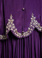 ROYAL PLUM EMBROIDERED CAPE GOWN WITH HEAVY DABKA WORK (DEEP PURPLE)