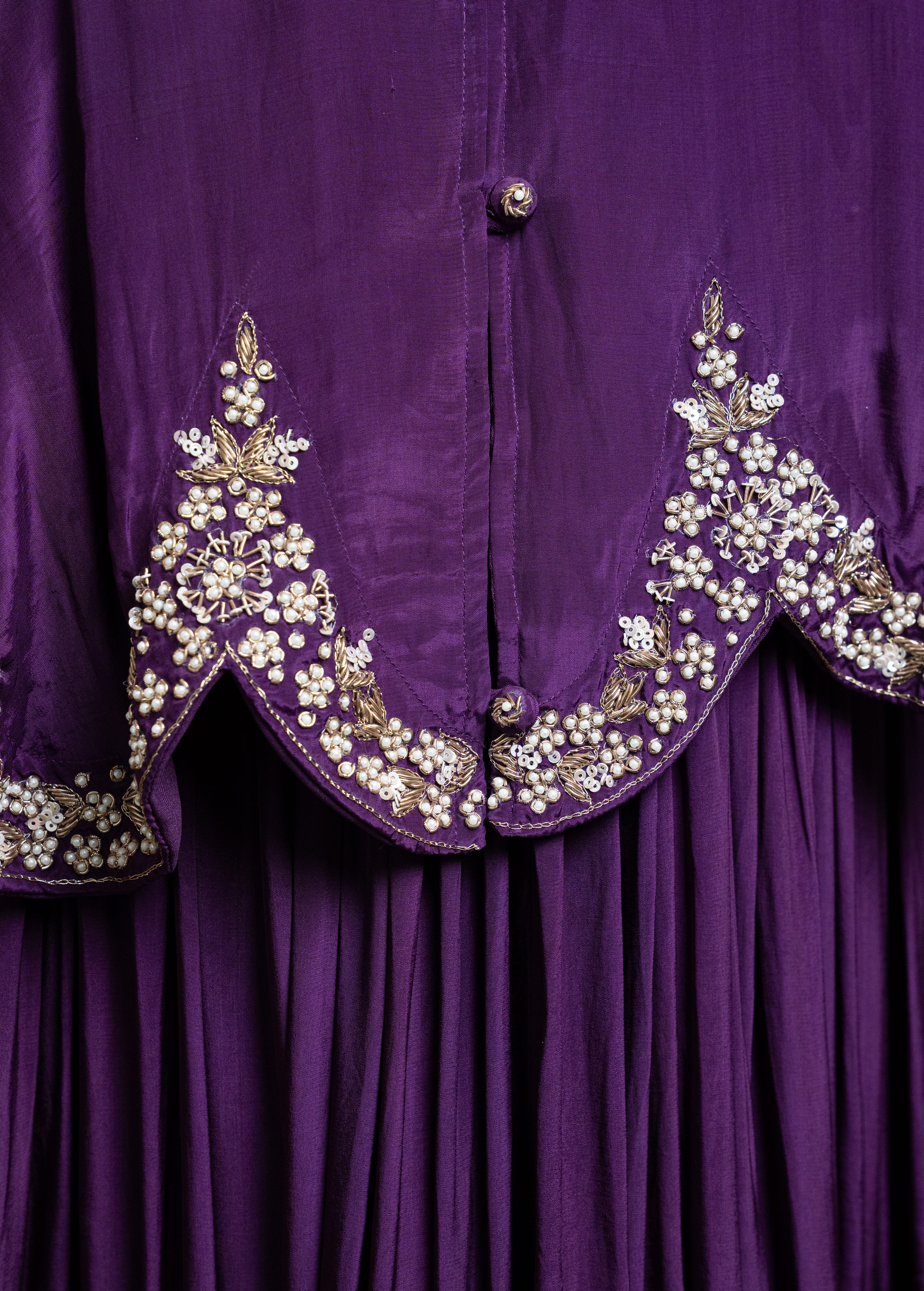 ROYAL PLUM EMBROIDERED CAPE GOWN WITH HEAVY DABKA WORK (DEEP PURPLE)