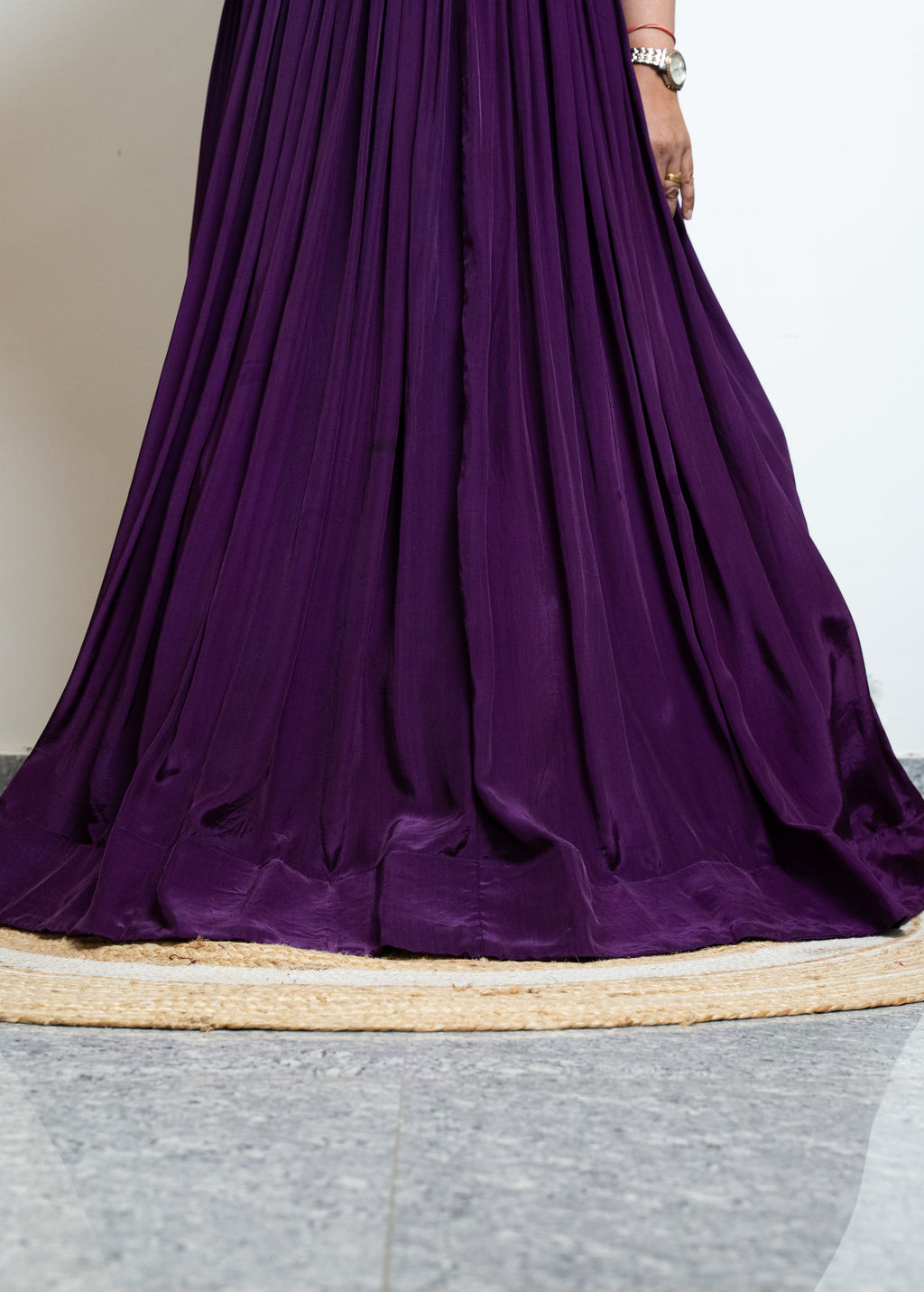 ROYAL PLUM EMBROIDERED CAPE GOWN WITH HEAVY DABKA WORK (DEEP PURPLE)