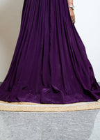 ROYAL PLUM EMBROIDERED CAPE GOWN WITH HEAVY DABKA WORK (DEEP PURPLE)