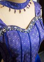 COBALT PURPLE BROCADE EMBELLISHED TOP WITH PLAZZO SET