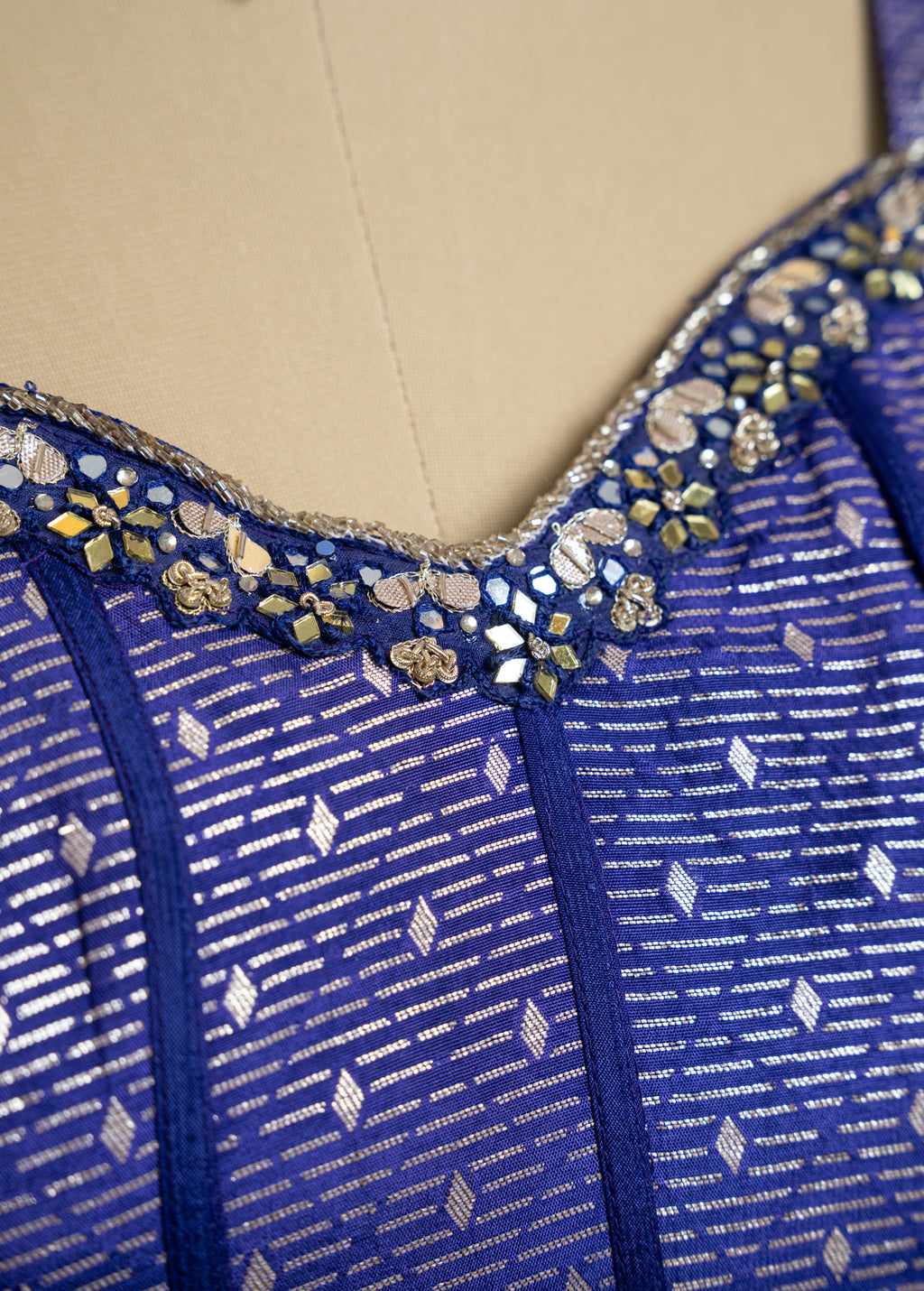 COBALT PURPLE BROCADE EMBELLISHED TOP WITH PLAZZO SET