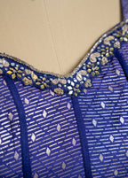 COBALT PURPLE BROCADE EMBELLISHED TOP WITH PLAZZO SET