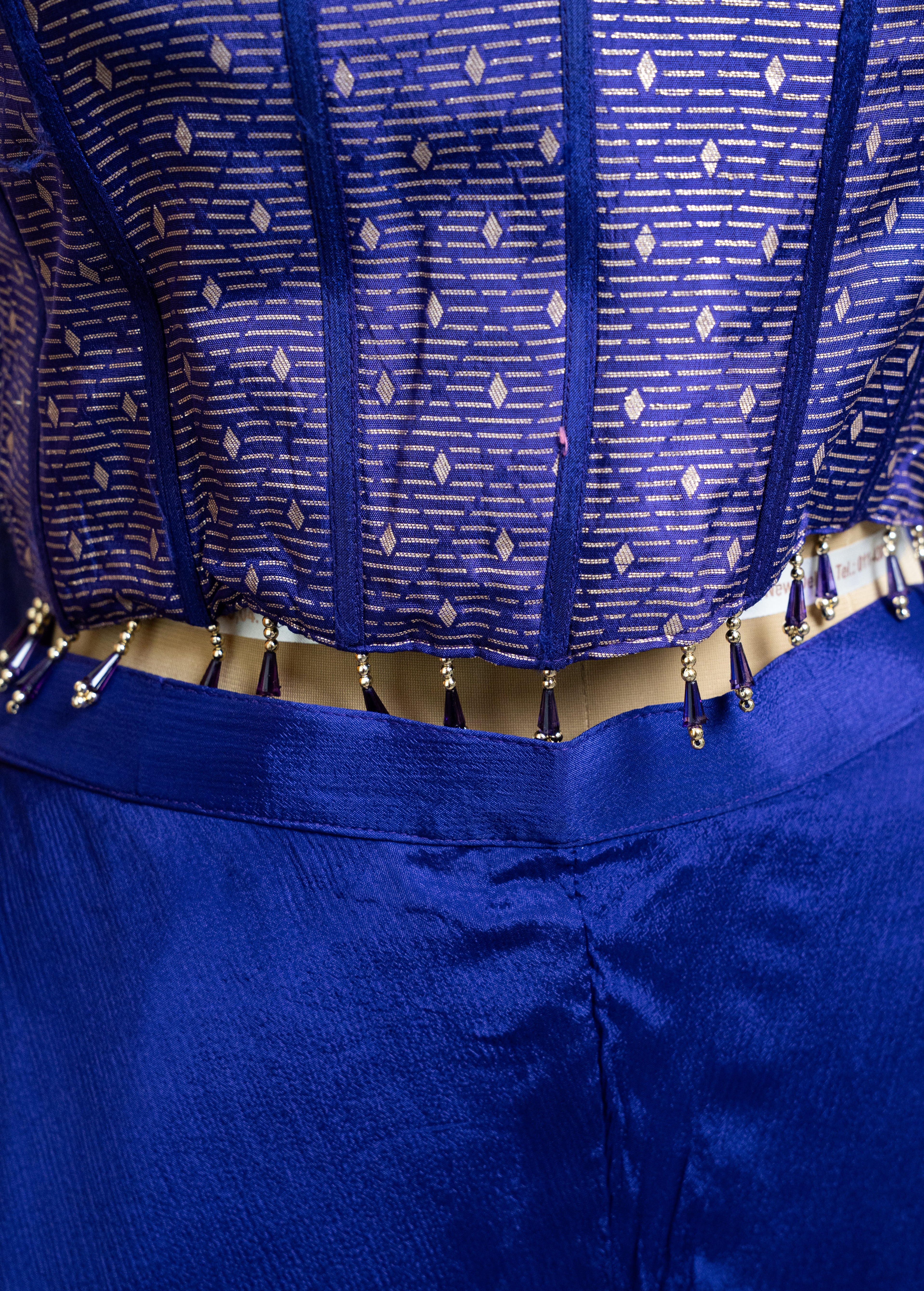 COBALT PURPLE BROCADE EMBELLISHED TOP WITH PLAZZO SET