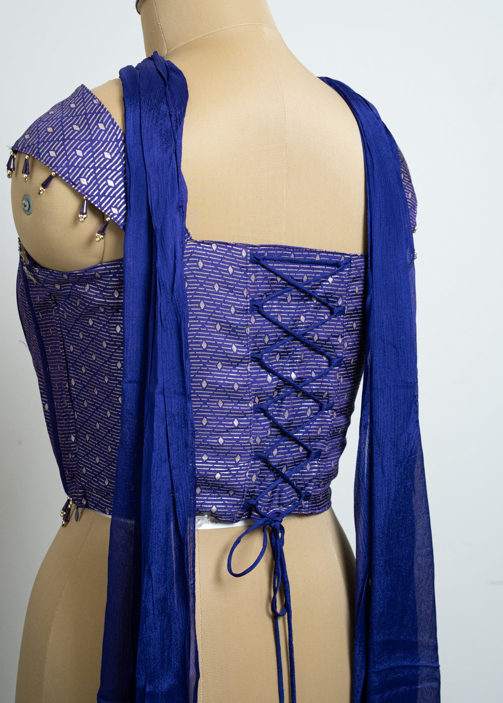 COBALT PURPLE BROCADE EMBELLISHED TOP WITH PLAZZO SET