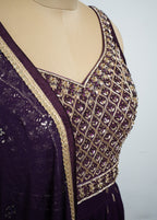 ROYAL DEEP PURPLE EMBROIDERED  LEHENGA SET