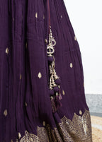 ROYAL DEEP PURPLE EMBROIDERED  LEHENGA SET