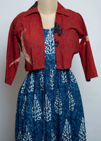 DABU NOODLE GOWN WITH AJRAKH NATURAL SHORT JACKET