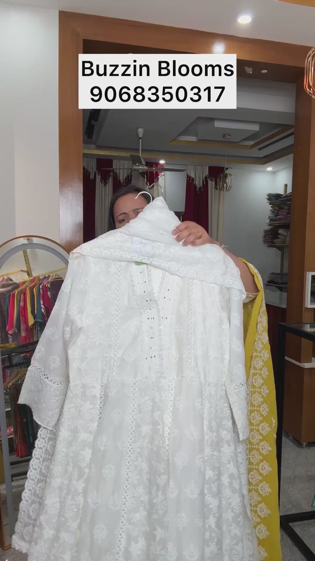 WHITE Mul Cotton Fully Embroidered Anarkali Suit with Embroidered Mal Cotton Duppata